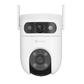 Cámara IP WiFi 6 (2.4 GHz y 5 GHz) PT Dual-Lente  / 2K (3mp + 3mp) / Visión Nocturna Color Hasta 40m / Detección IA Humano-Vehículo / Seguimiento Automático / Defensa Activa con Sirena y Luz Estroboscópica