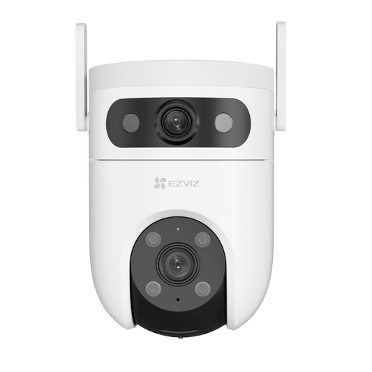 Cámara IP WiFi 6 (Doble Banda 2.4 GHz y 5 GHz) PT Dual-Lente / 3K (5mp + 5mp) / Visión Nocturna Color Hasta 40m / Detección IA Humano-Vehículo / Seguimiento Automático / Defensa Activa con Sirena y Luz Estroboscóp