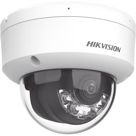 [Dual Light] Domo IP 2 Megapixel / Lente 2.8 mm / 30 mts IR + 30 mts Luz Blanca / Micrófono Integrado / Antivandálico IK08 / ACUSENSE Lite / Exterior IP67 / H.265 / PoE / ONVIF / Micro SD