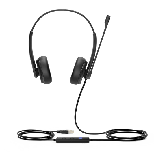 Diadema USB Alámbrica Yealink UH34 Dual Teams C/ Almohadillas de Cuero Compatible con Teléfonos IP Yealink y Computadoras