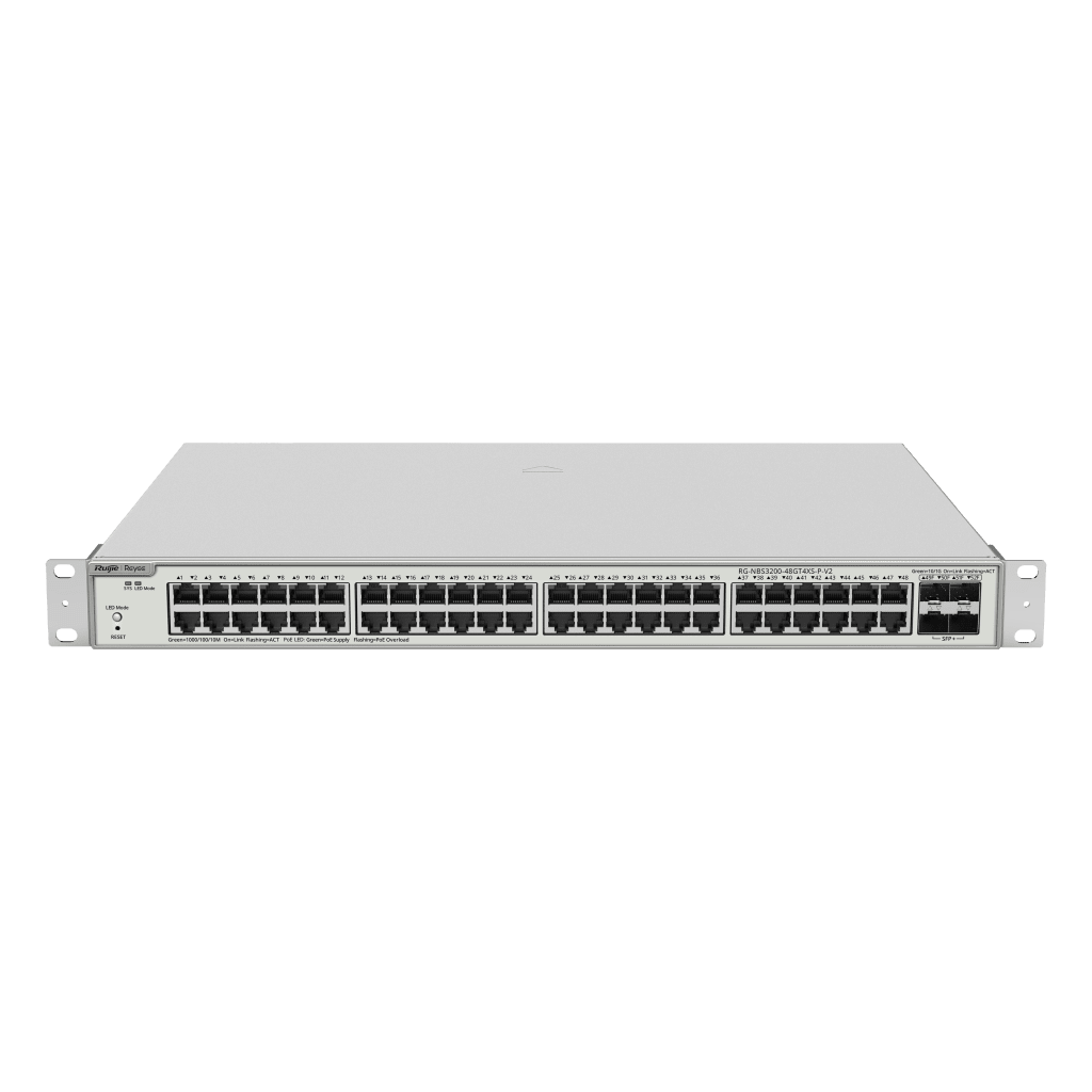Switch Administrable PoE Capa 2+ Plus, con 48 puertos Gigabit PoE 802.3af/at + 4 SFP+ para fibra 10Gb, gestión gratuita desde la nube, 370w