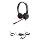 Jabra Evolve 30 II Duo con conexión USB C/A y 3.5mm, micrófono con cancelación de ruido y controlador en el cable con botones e indicadores LED (5399-829-369))