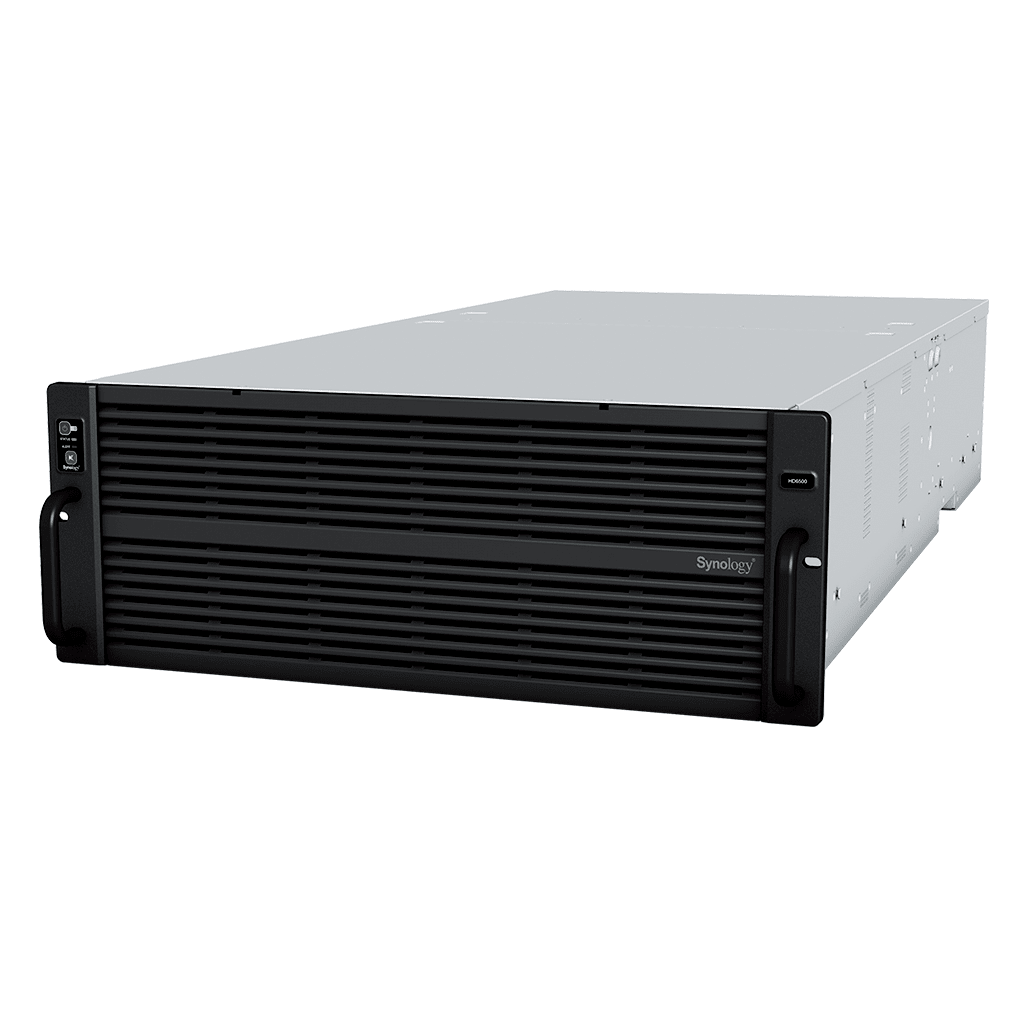 Servidor de Almacenamiento Synology HD6500 High Density 4U | 60 Bahías | Expansión hasta 300 Unidades | Procesadores Dual Intel Xeon Silver 10 Núcleos | Memoria DDR4 ECC RDIMM hasta 512 GB | Redes 10/25GbE | Fibre Channel | Garant&amp