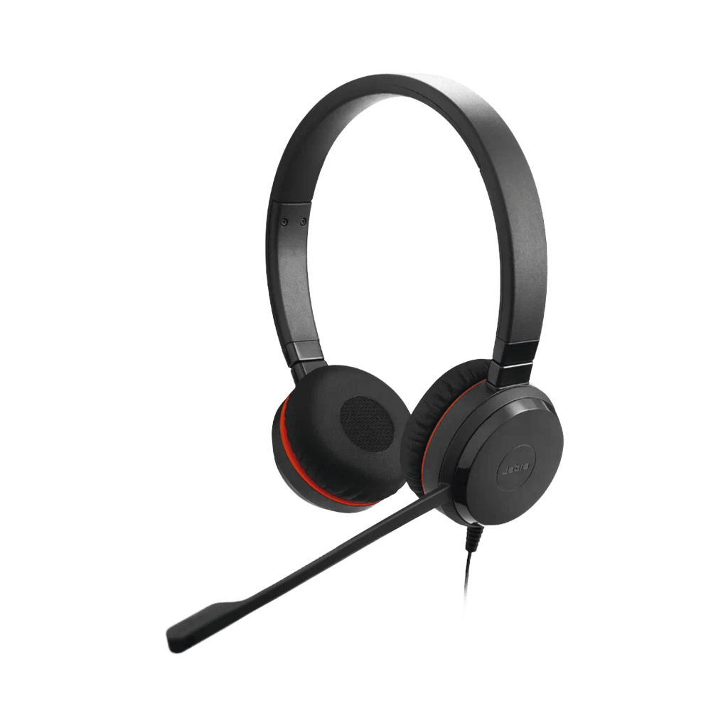 Jabra Evolve 30 II Duo MS con conexión USB C/A y 3.5mm, micrófono con cancelación de ruido y controlador en el cable con botones e indicadores LED (5399-823-369))