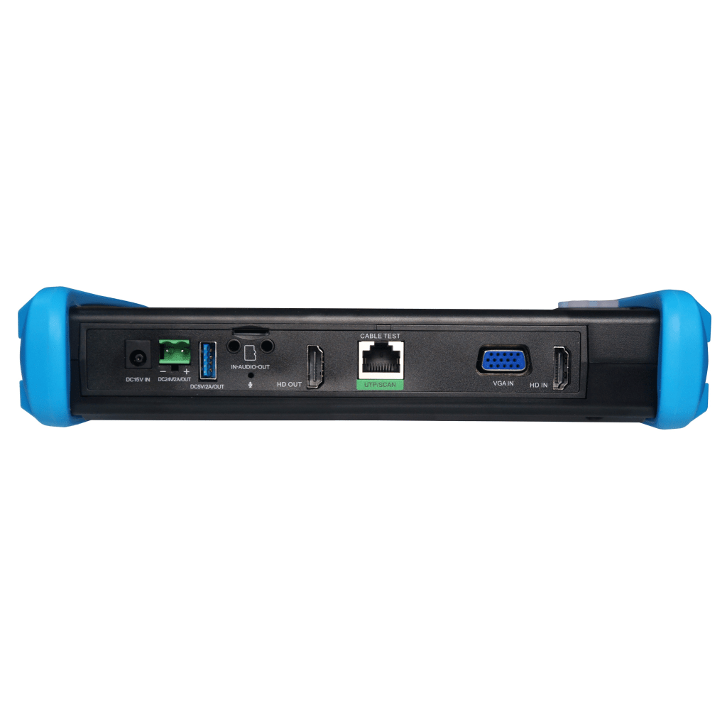 Tester de Video Profesional | Pantalla 7"|  Prueba IP/HD/Analógicas | TVI/CVI/AHD/CVBS | IP ONVIF | 4K/8K | H.264/H.265 | HDMI | PTZ | Scanner IP | TDR | Salidas 12V/24V/PoE | Activación Simultanea.