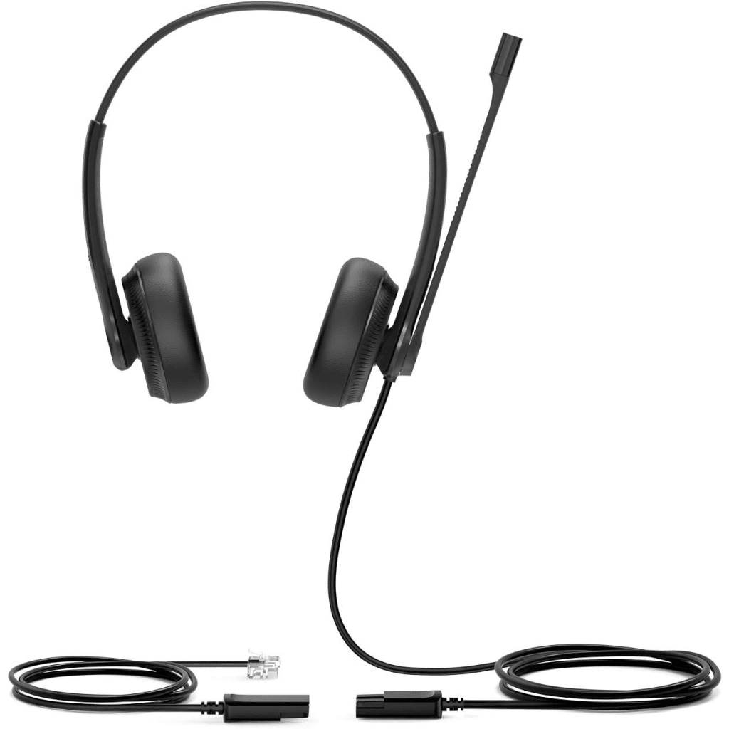 Diadema Alámbrica YHS34 Dual de Yealink QD a RJ9 con Almohadillas de Cuero