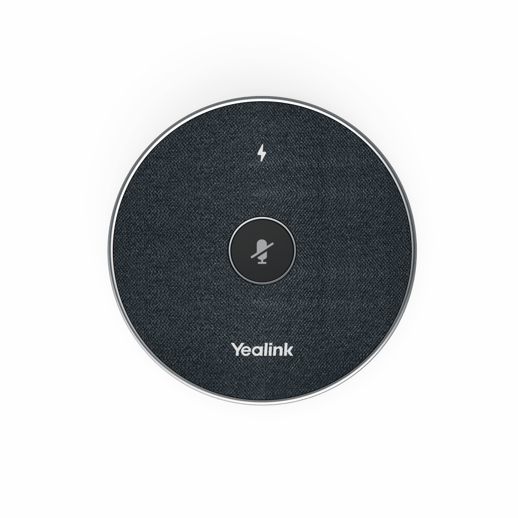 Micrófono inalámbrico 360° VCM36W-PACKAGE de Yealink para videoconferencias, con amplio alcance y cancelación de ruido.