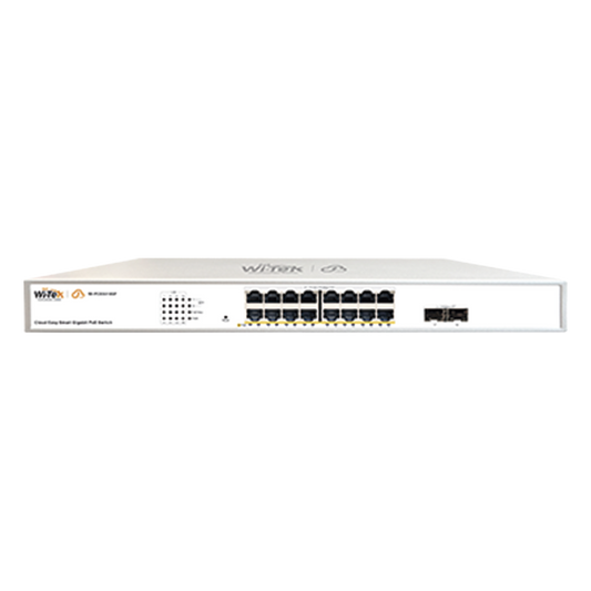Switch Administrable PoE  / 16 puertos PoE af/at Gigabit /  2 x SFP Gigabit / Administración Cloud Gratuita / Presupuesto 240 W