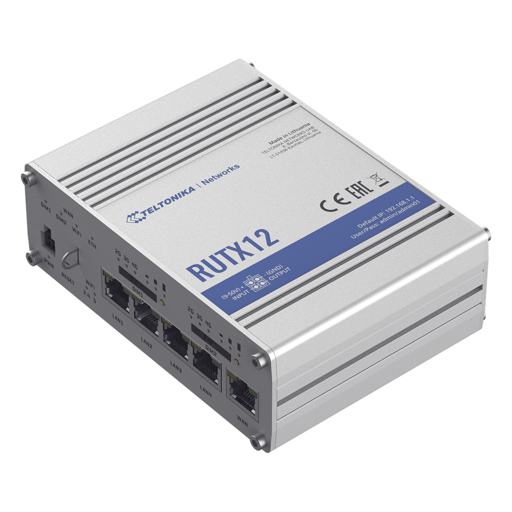 Router Industrial Dual LTE Cat 6 / 600 Mbps / 5 Puertos Gigabit / WiFi 5 / Doble SIM / GNSS / PoE / -40°C a 75°C