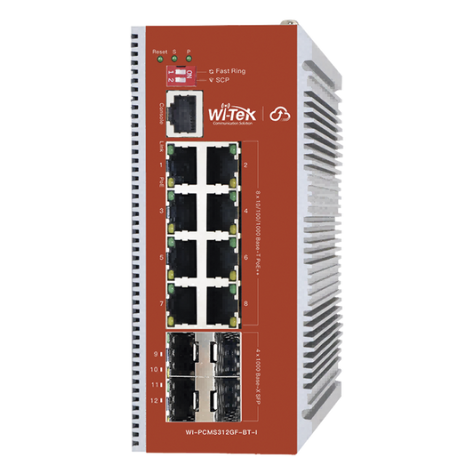 Switch L2+ PoE Industrial / Administración Cloud-Web-CLI / 8 Puertos PoE af/at/bt 100/1000 Mbps / 4 Puertos SFP Gigabit / Presupuesto PoE 460 W / Protocolo ERSP (redundancia enlaces)