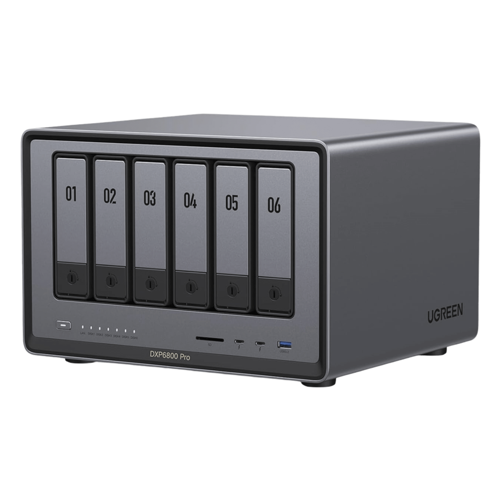 NAS UGREEN NASync DXP6800 Pro / Intel Core i5-1235U 10 Núcleos / 6 Bahías SATA + 2 M.2 NVMe / 2 Puertos Thunderbolt 4 / 2 Puertos 10GbE / 8K HDMI / PCIe 4.0 x4 / DDR5 Hasta 64GB / Compatibilidad Multiplataforma