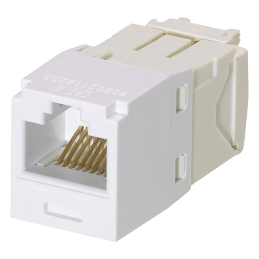 Conector Jack RJ45 Estilo TG, Mini-Com, Categoría 6, de 8 Posiciones y 8 Cables, Color Blanco