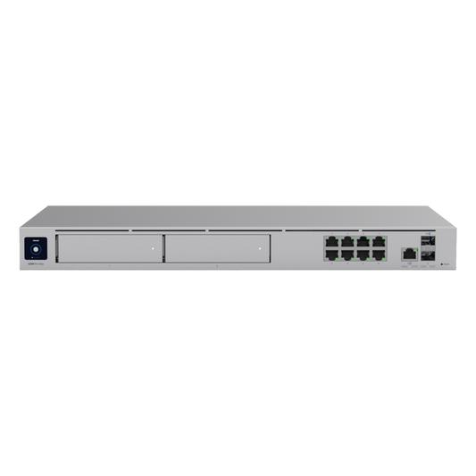 UniFi Dream Machine Pro Max – Cloud Gateway Empresarial con Soporte para 150 Dispositivos y 2000 Clientes, 5 Gbps de Ruteo con IDS/IPS, 2 Bahías para HDD 3.5”, SSD Interno de 128 GB, Failover, Balanceo de Carga y VPN/SD-WAN