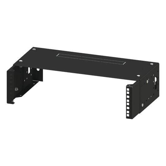 Rack Abierto de montaje en Pared, de 19in,  Profundidad Ajustable (8" a 12") de 2.5  Unidades de rack, con Capacidad de Crecimiento.