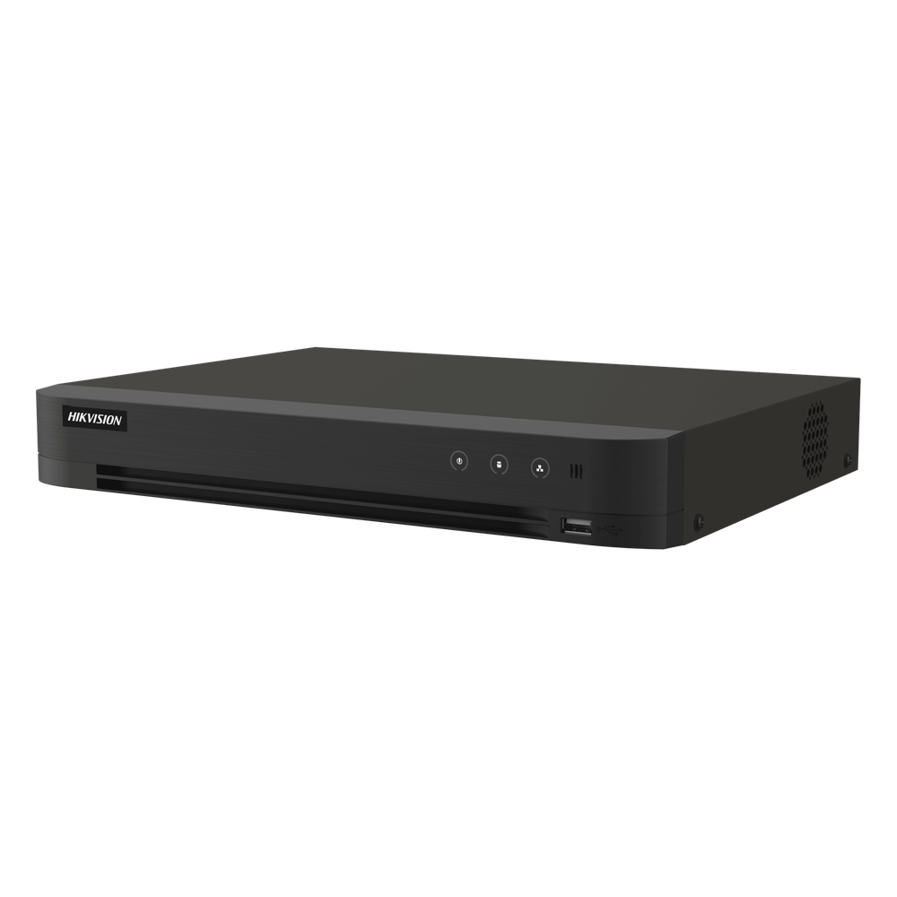 DVR 16 Canales TURBOHD + 16 Canales IP / 8 Megapixel (4K) / Audio Bidireccional / ACUSENSE / Audio Bidireccional / 1 Bahía de Disco Duro / Salida de Video en Full HD / H.265+