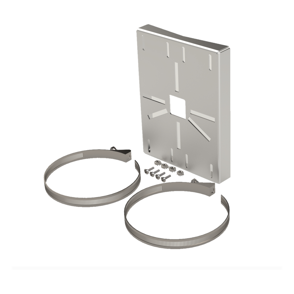 Montaje universal galvanizado para instalación de cámaras en poste 2" a 5" color gris galvanizado