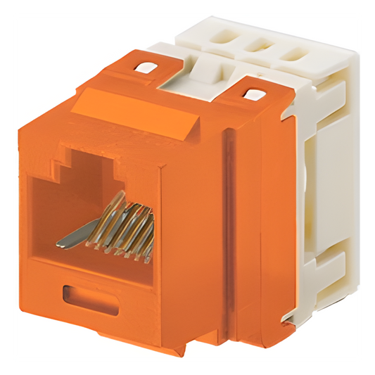 Conector Jack Estilo 110 (de Impacto), Tipo Keystone, Categoría 5e, de 8 Posiciones y 8 Cables, Color Naranja