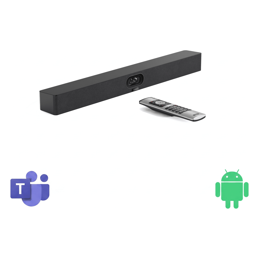 Barra de Videoconferencia Yealink A40 para Salas Medianas con Android 13 Integrado para Microsoft Teams - No Requiere PC - Incluye Control Remoto