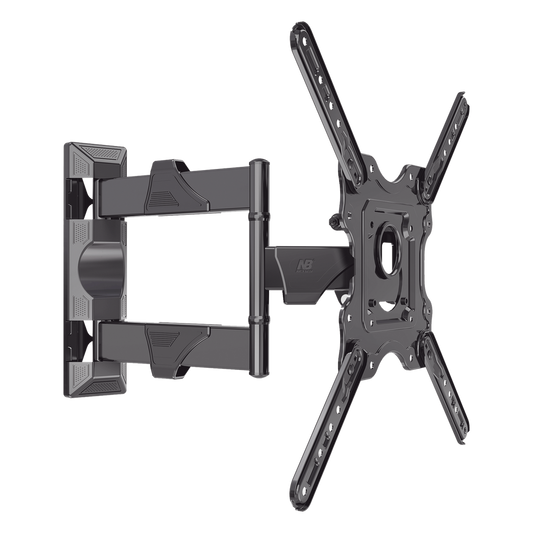 Montaje de Pared Articulado P4-NB / Pantallas de 32" a 55" / VESA 100x100 a 400x400 mm / Carga 27.2 kg (60 lbs) / Inclinación +8° a -5° / Giro 180° / Distancia de Pared 5 a 40 cm / Acero