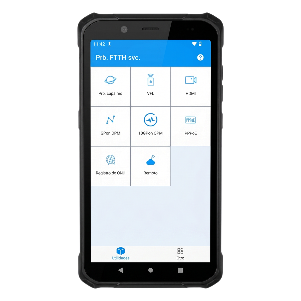 PDA Profesional Todo-en-Uno para Redes de Fibra Óptica / 2 Puertos 2.5GB / Función VFL 10mW / Función OPM / WiFi 6 / Puerto HDMI / Protección IP65