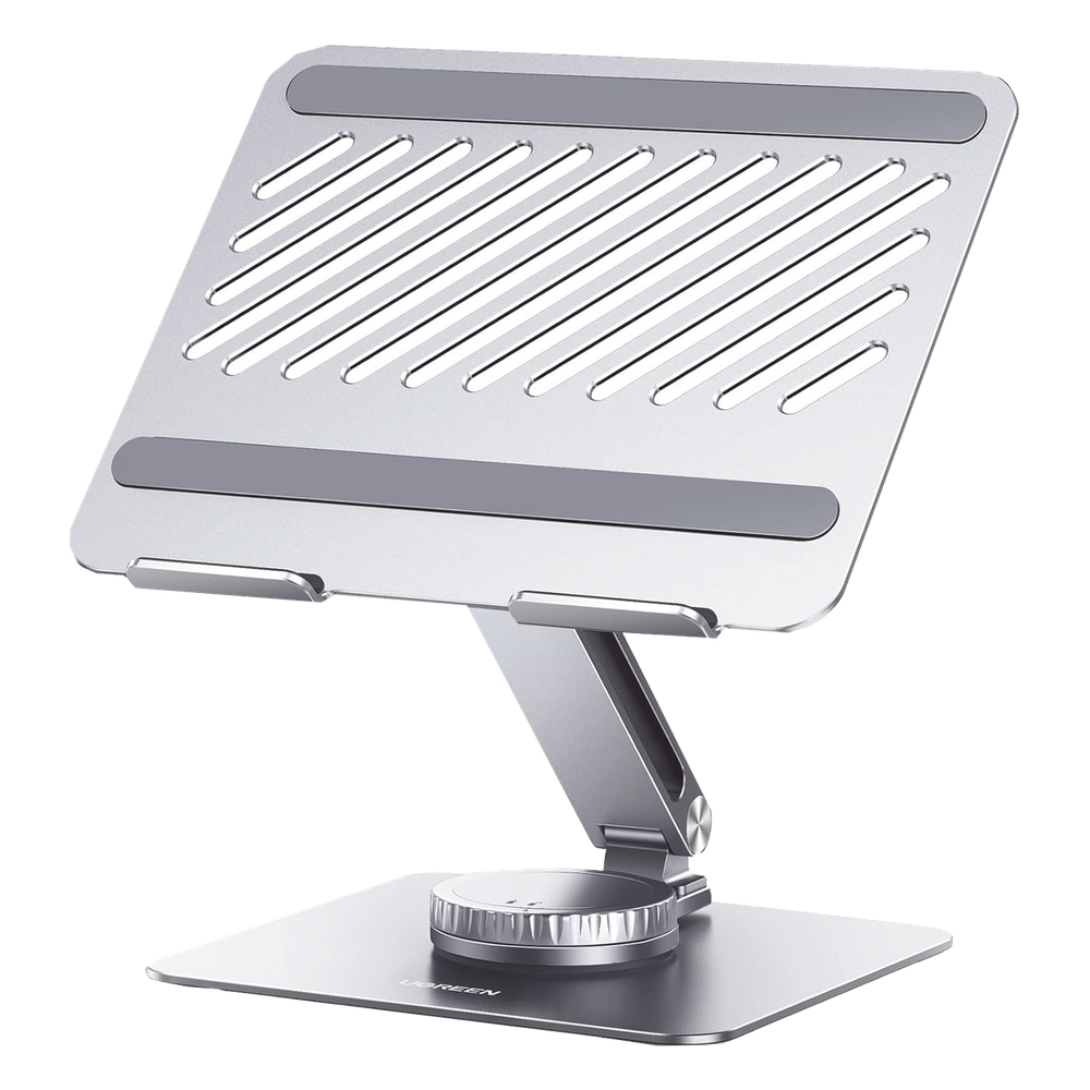 Soporte Giratorio de Aluminio para Laptop | Giratorio 360° | Función de Bloqueo | Soporta Laptops de 10 a 17.3''| Capacidad de Carga 5Kg | Excelente Estabilidad | Diseño Ergonómico | Altura y Angulo Ajustable | Plegable y Port&amp
