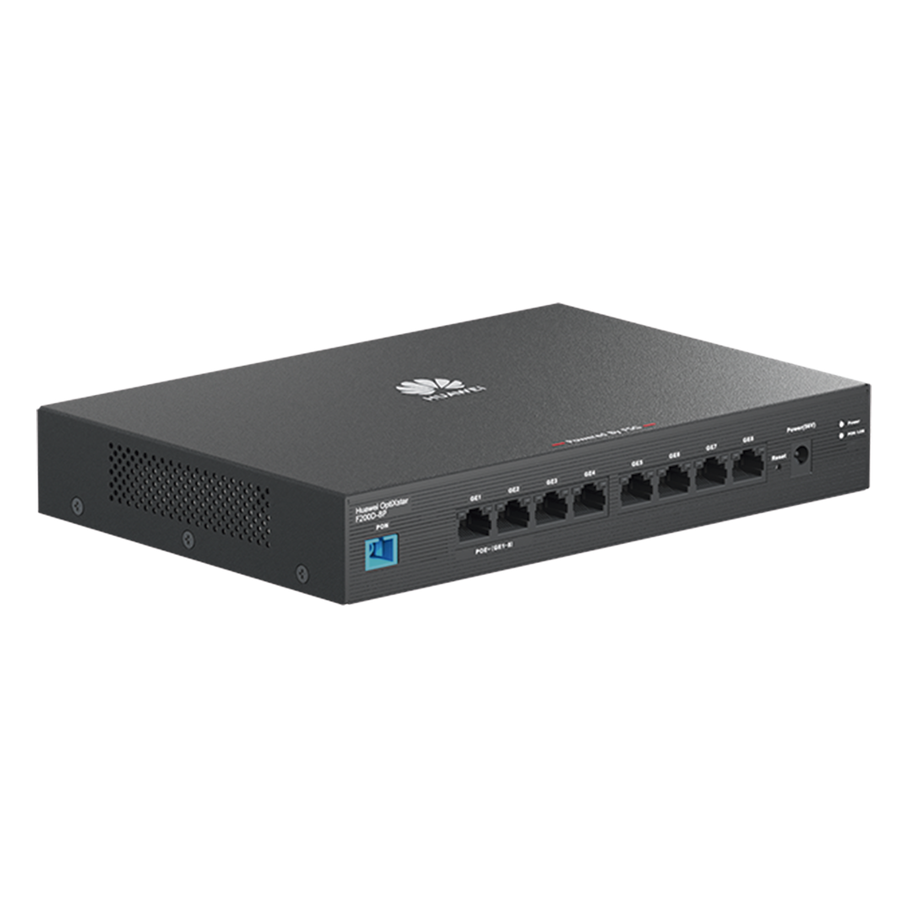 HUAWEI MiniFTTO - ONU PoE / 8 puertos 10/100/1000Mbps PoE + 1  PON (SC/UPC)/ Downstream 2.488 Gbps / Upstream 1.244 Gbps / modo puente / 120 W/ Administración Nube