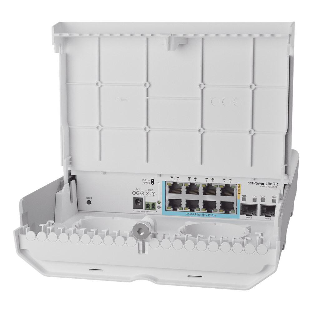 (CSS610-1Gi-7R-2S+OUT) netPower Lite 7R Switch Smart 7 puertos PoE Inverso Gigabit, 2 SFP+ 10G, para exterior