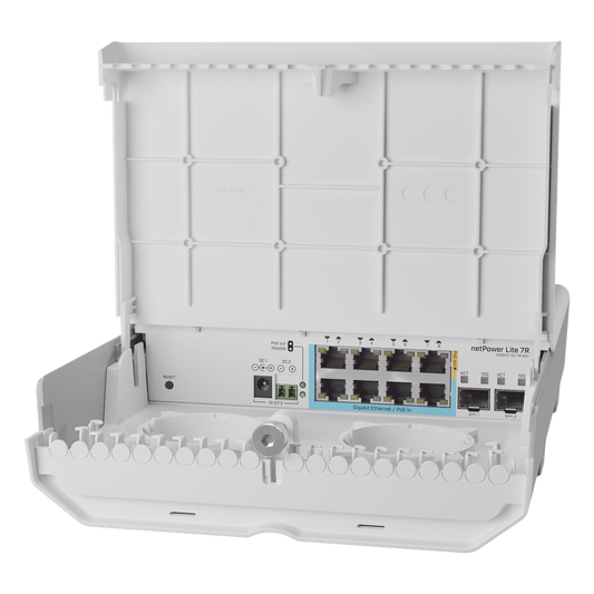 (CSS610-1Gi-7R-2S+OUT) netPower Lite 7R Switch Smart 7 puertos PoE Inverso Gigabit, 2 SFP+ 10G, para exterior