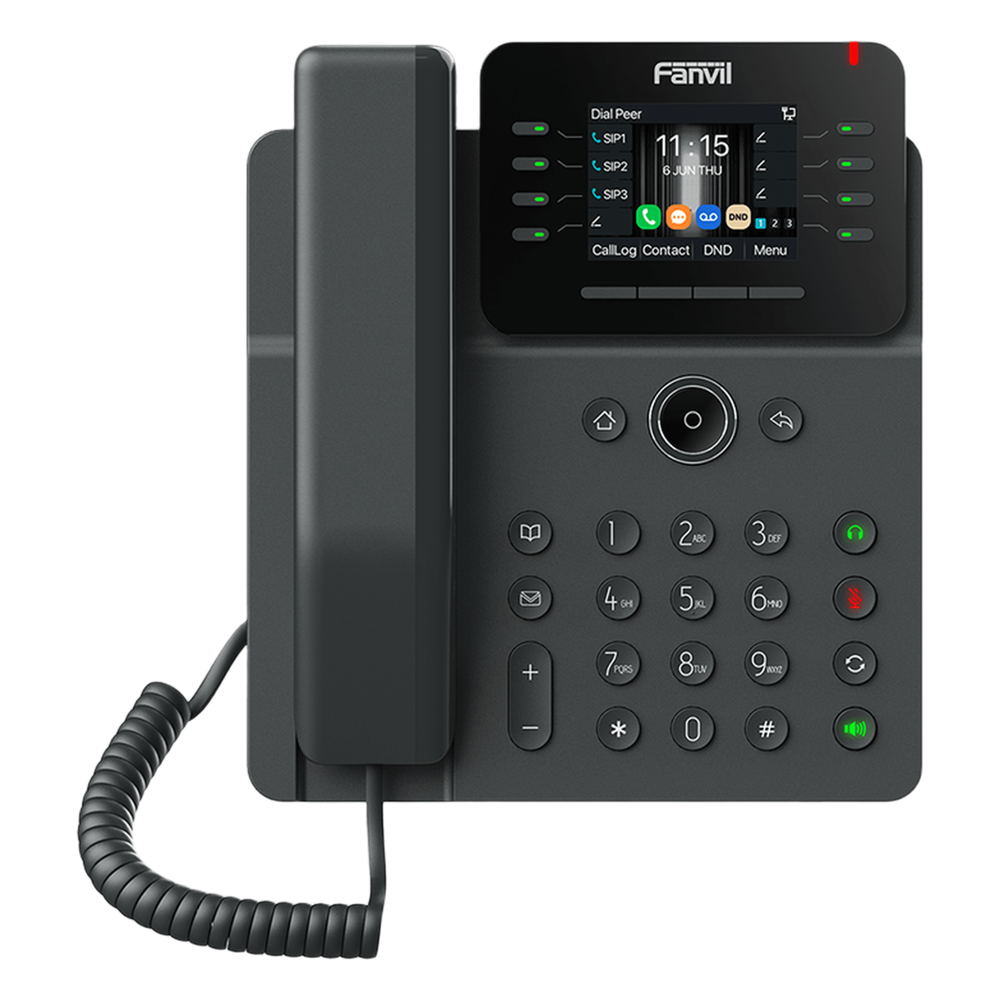Teléfono IP Wi-Fi Empresarial,Bluetooth, 12 líneas SIP, pantalla a color 2.8", PoE, puertos Gigabit, conferencia local de 6 vías.