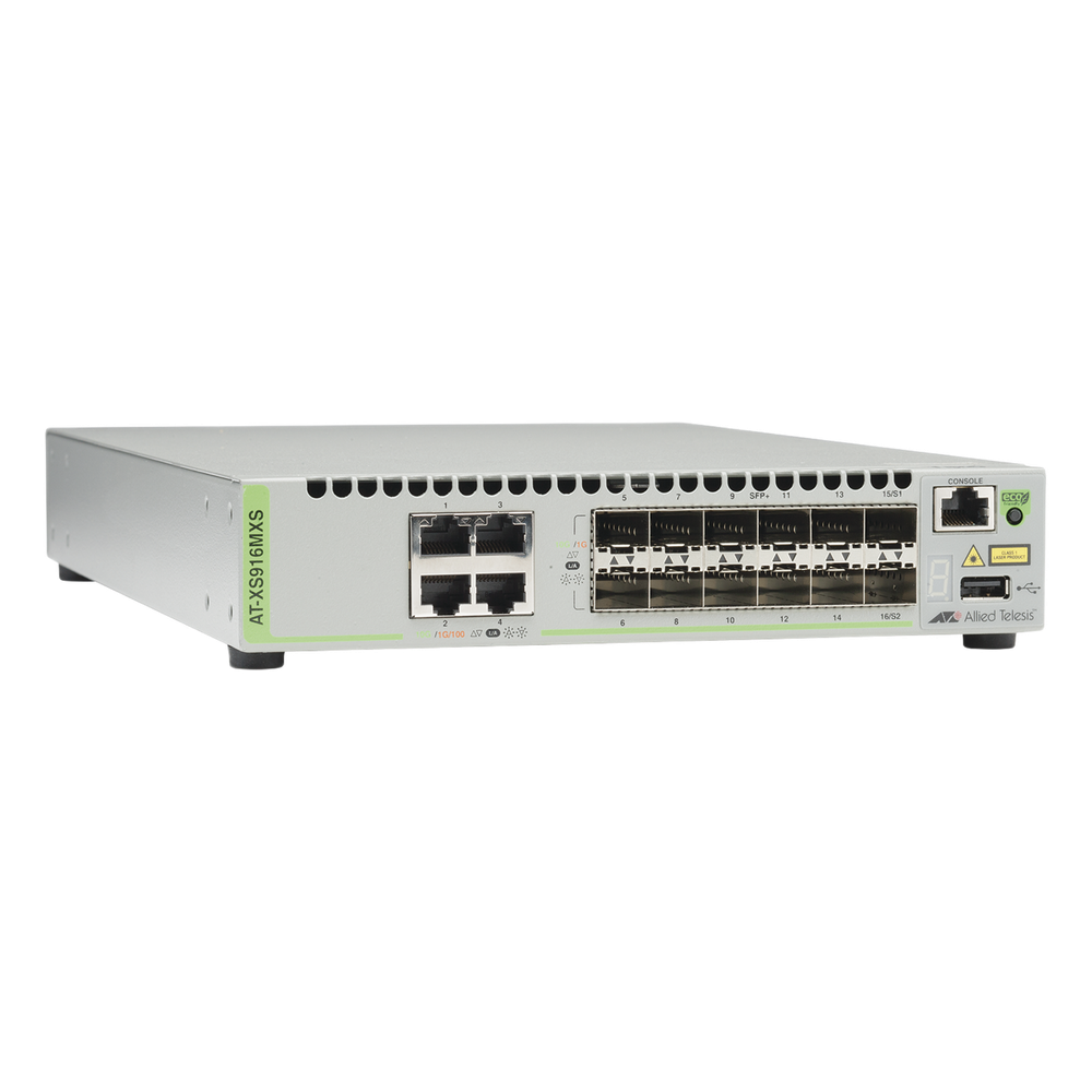 Switch Capa 3 Stackeable 10 Gigabit , 12 puertos SFP/SFP+ 10G y 4 puertos 100/1000/10G Base-T (RJ-45)