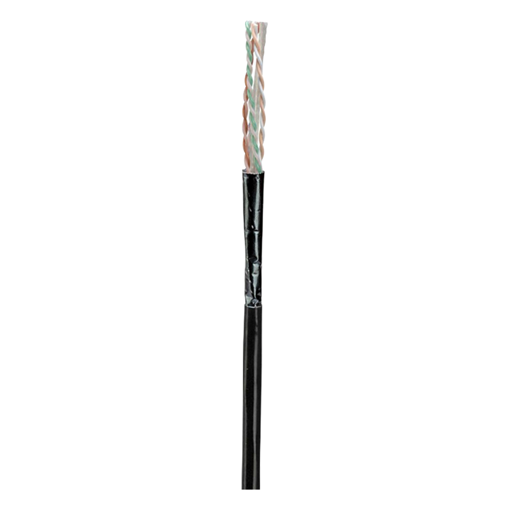 Bobina de Cable UTP de 4 Pares, Con Aislamiento de Fluoropolímero, Cat6A (23 AWG), Uso Interior/Exterior Para Entorno Ambiental de Altas Temperaturas (Hasta 125°C), CMP (Plenum), Color Negro, 305 Metros (1000 Pies)