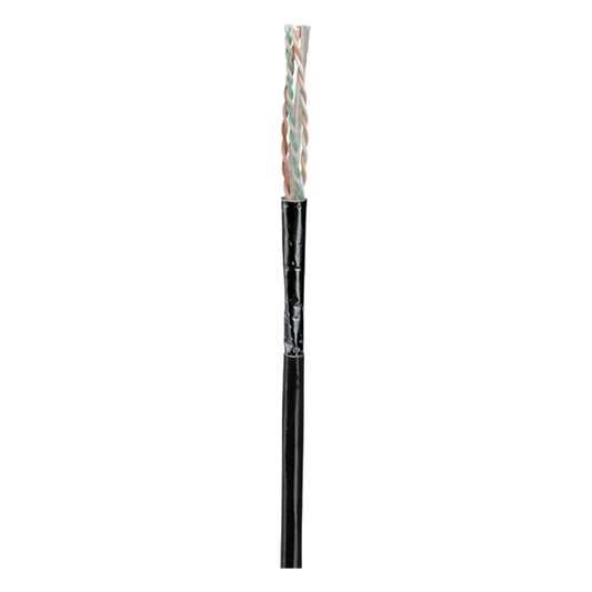 Bobina de Cable UTP de 4 Pares, Con Aislamiento de Fluoropolímero, Cat6A (23 AWG), Uso Interior/Exterior Para Entorno Ambiental de Altas Temperaturas (Hasta 125°C), CMP (Plenum), Color Negro, 305 Metros (1000 Pies)