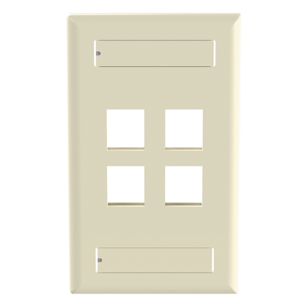Placa de Pared Vertical, Salida Para 4 Puertos Keystone, Con Espacios Para Etiquetas, Color Marfil