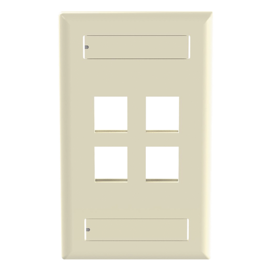 Placa de Pared Vertical, Salida Para 4 Puertos Keystone, Con Espacios Para Etiquetas, Color Marfil