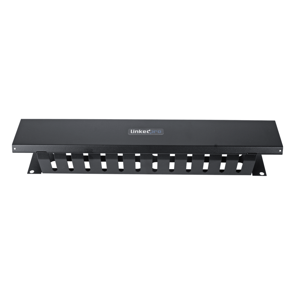 Organizador de Cables Horizontal de 2U para Rack de 19" con Cubierta Metálica