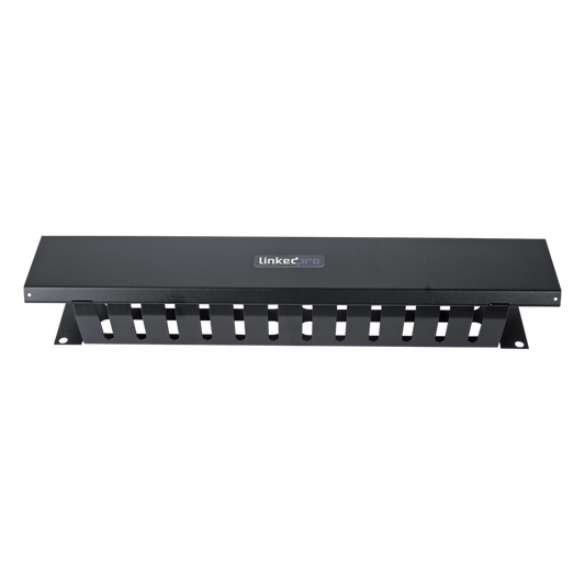 Organizador de Cables Horizontal de 2U para Rack de 19" con Cubierta Metálica