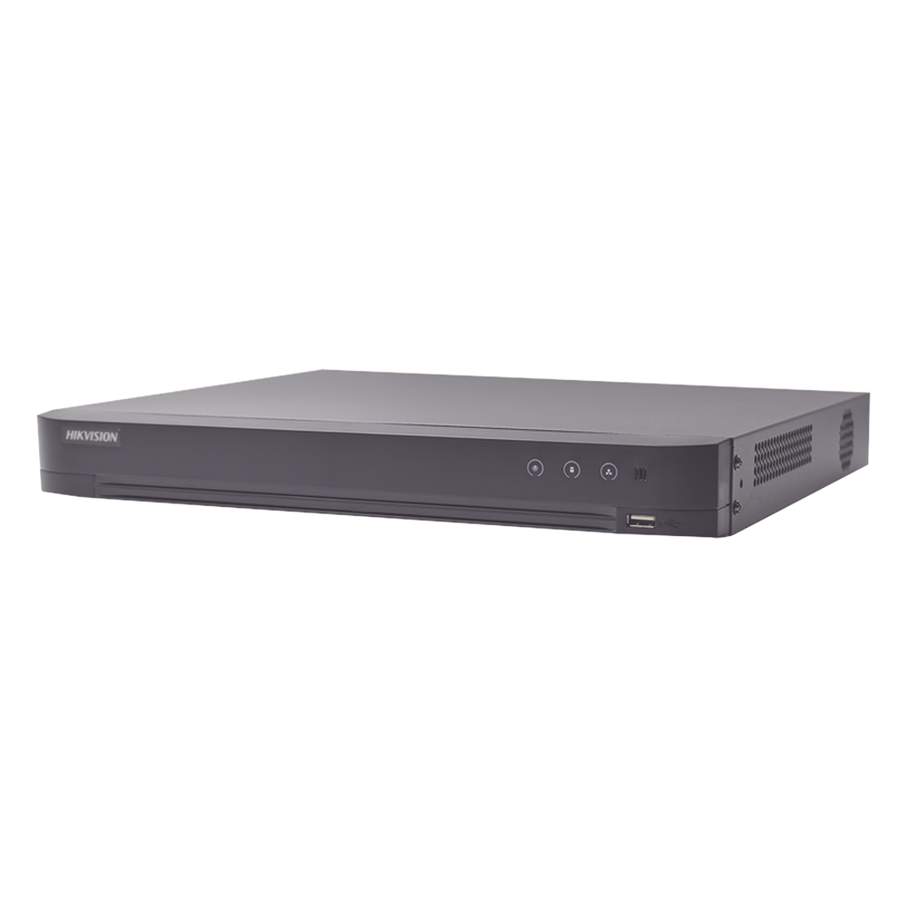 DVR 4 Canales TURBOHD + 4 Canales IP / 8 Megapixel (4K) / Audio de dos vías por Coaxitron / ACUSENSE / Reconocimiento Facial / 1 Bahía de Disco Duro / Salida de Video en 2K / H.265+