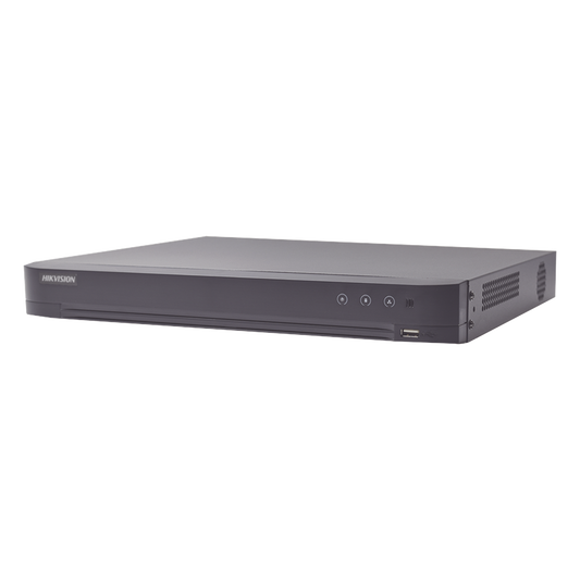 DVR 4 Canales TURBOHD + 4 Canales IP / 8 Megapixel (4K) / Audio de dos vías por Coaxitron / ACUSENSE / Reconocimiento Facial / 1 Bahía de Disco Duro / Salida de Video en 2K / H.265+