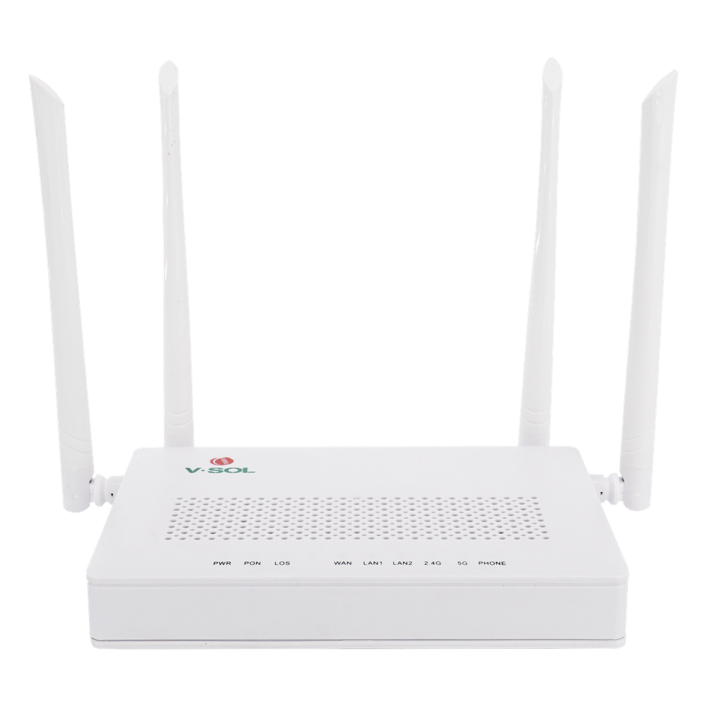 ONU Dual G/EPON con Wi-Fi AC de doble banda, 1 puerto SC/UPC + 2 puertos LAN Gigabit + 1 puerto FXS