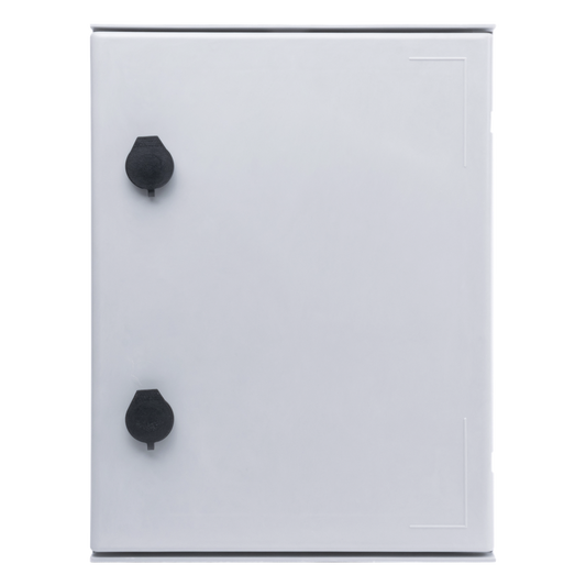 Gabinete de Poliéster IP65 Uso en Intemperie (300 x 400 x 200 mm) con Placa Trasera Interior de Plástico (Incluye Chapa y Llave).