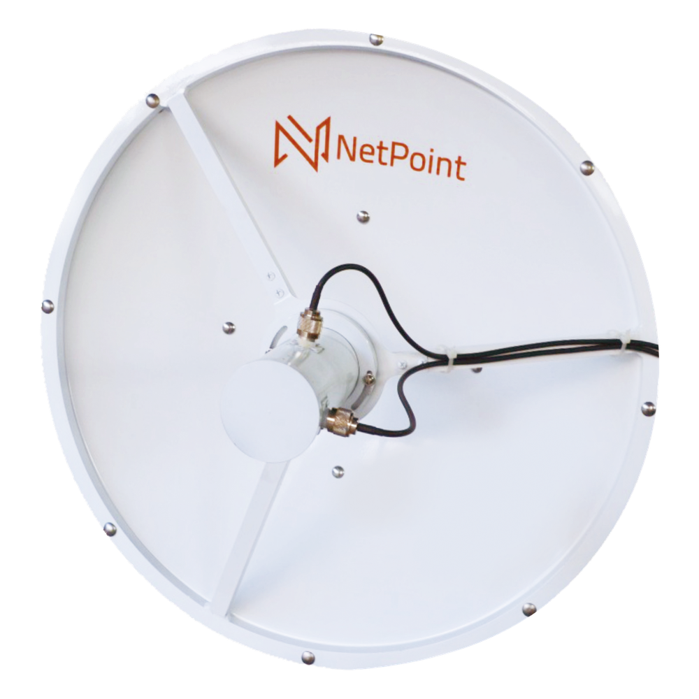 Antena blindada de alto rendimiento de 4 ft, 3.3-3.9 GHz, Ganancia 35 dBi, Conectores N-hembra.