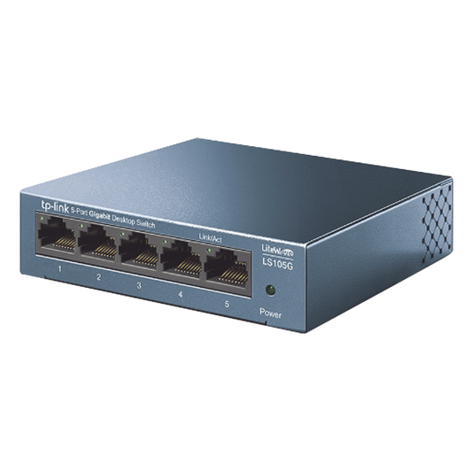 Switch de escritorio Gigabit de 5 puertos 10/100/1000Mbps, carcasa metálica