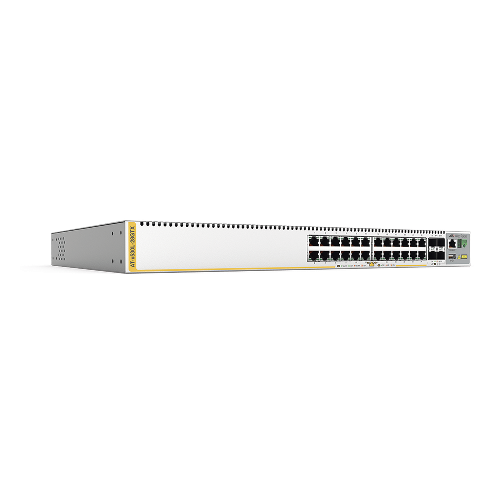 Switch inteligente de distribución o core, Stackeable, Capa 3, 24 x 1000 Mbps + 4 x SFP+ 10 G, Doble fuente de alimentación redundante
