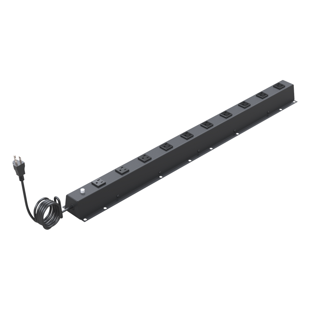 PDU Vertical de 10 Contactos (NEMA 5-15R). Volt. Ent./Sal.: 120Vca/15A compatible con Racks EIRL y EIQR.
