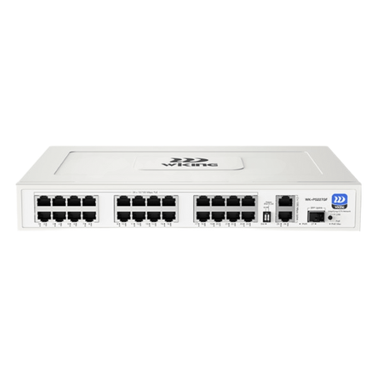 Switch no administrable PoE WI-TEK / Gestión Cloud / 24 Puertos 10/100 Mbps PoE af/at / 2 Puertos Uplink Gigabit / 1 Ranura SFP 1000 Mbps / Presupuesto 270 W / Puerto 1 Hi-PoE 60W