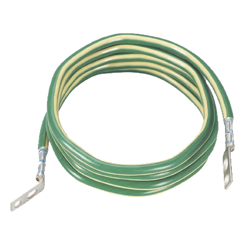 Jumper para Aterrizar Equipos, 6 AWG, con Terminal Doblada a 45 Grados, Para Conexión a Tierra y Terminal Recta Para Equipos, 1.8m de Largo