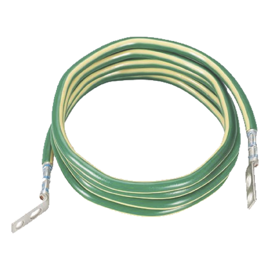 Jumper para Aterrizar Equipos, 6 AWG, con Terminal Doblada a 45 Grados, Para Conexión a Tierra y Terminal Recta Para Equipos, 1.8m de Largo