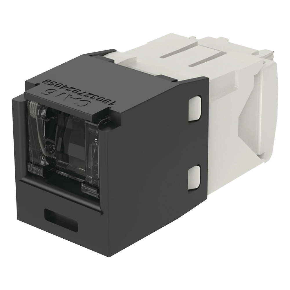Conector Jack RJ45 Estilo TG con Ventana, Mini-Com, Categoría 6, de 8 Posiciones y 8 Cables, Color Negro