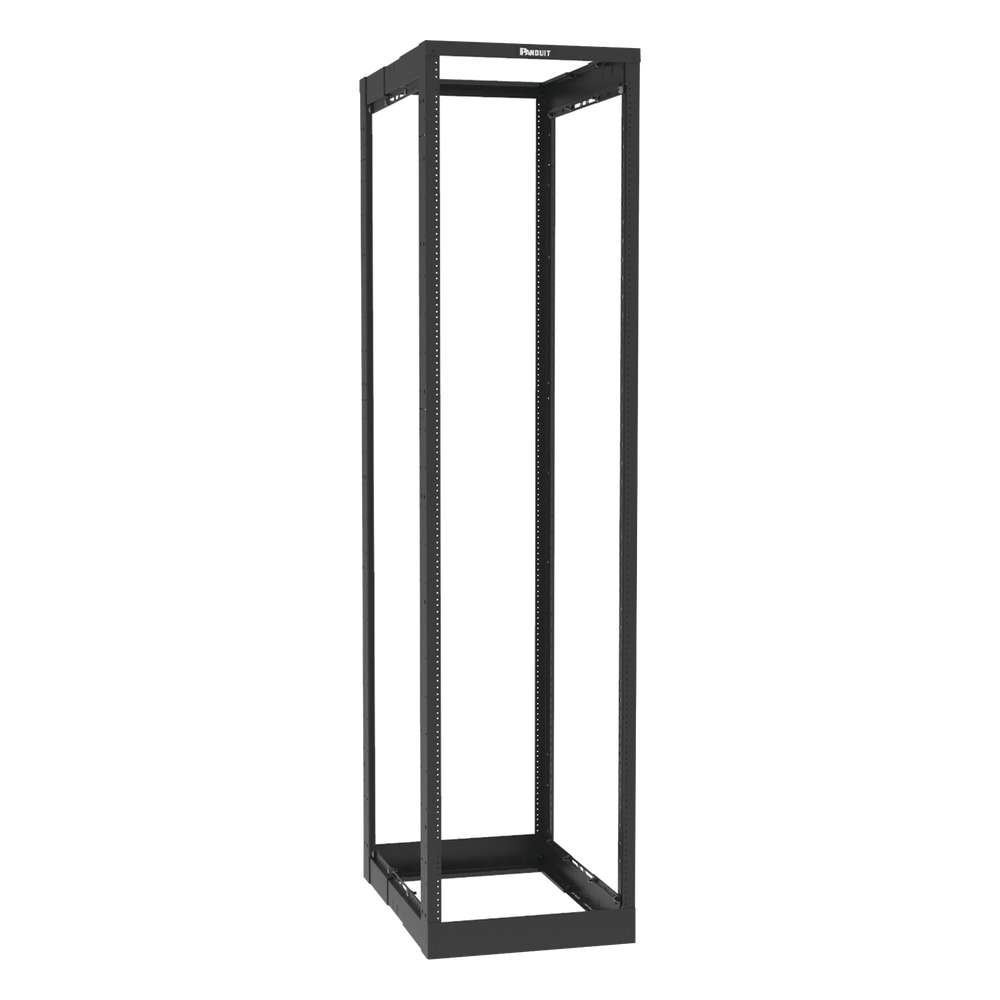 Rack de Cuatro Postes Estándar de 19", Rieles Roscados #12-24, Profundidad Ajustable de 23 a 42 in, 45 Unidades de Rack, Color Negro