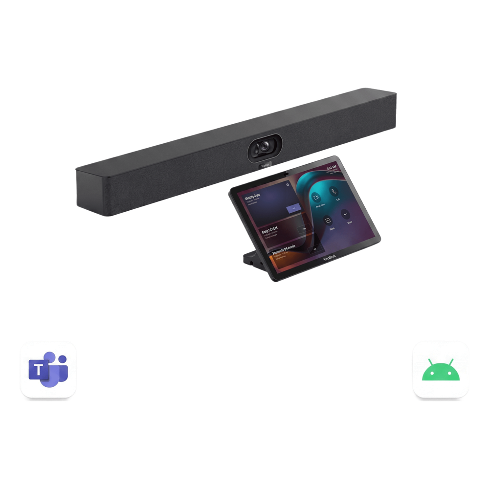 Barra de Videoconferencia Yealink A40 para Salas Medianas con Android Integrado para Microsoft Teams - No Requiere PC - Incluye Panel Touch